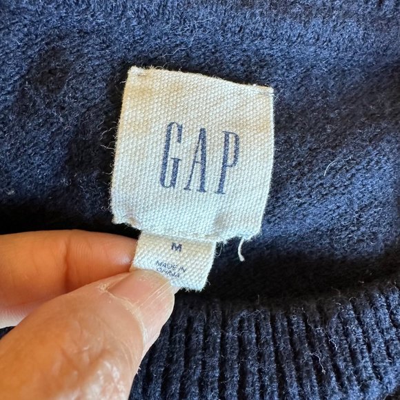 GAP Pullover Rib Knit Sweater Wool Blend Crew Neck Stripe Multicolor Sz M - Picture 5 of 6